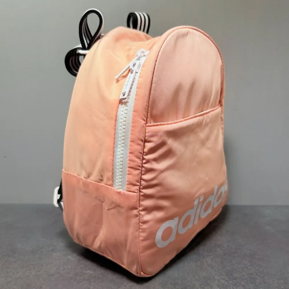 Adidas Mini Backpack Light Pink Quilted Back Glow White Logo